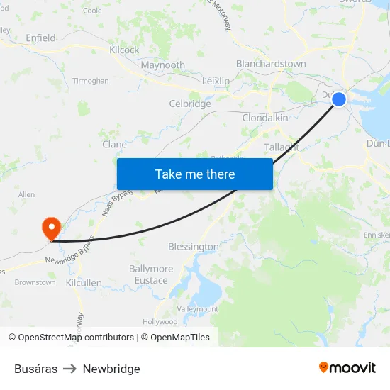 Busáras to Newbridge map