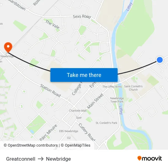 Greatconnell to Newbridge map