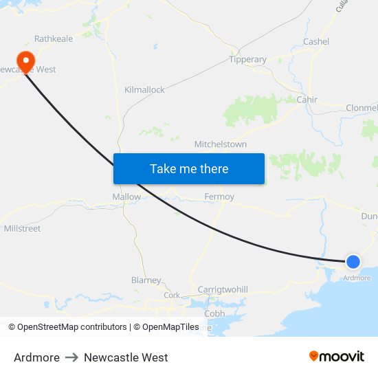 Ardmore to Newcastle West map