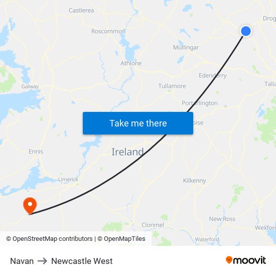 Navan to Newcastle West map