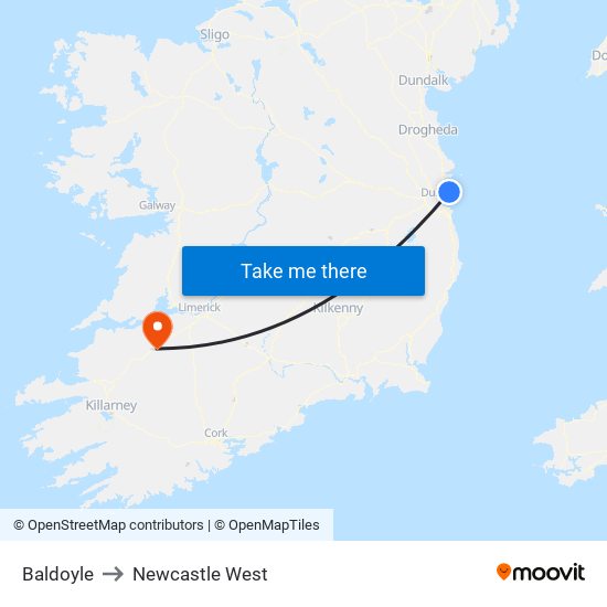 Baldoyle to Newcastle West map