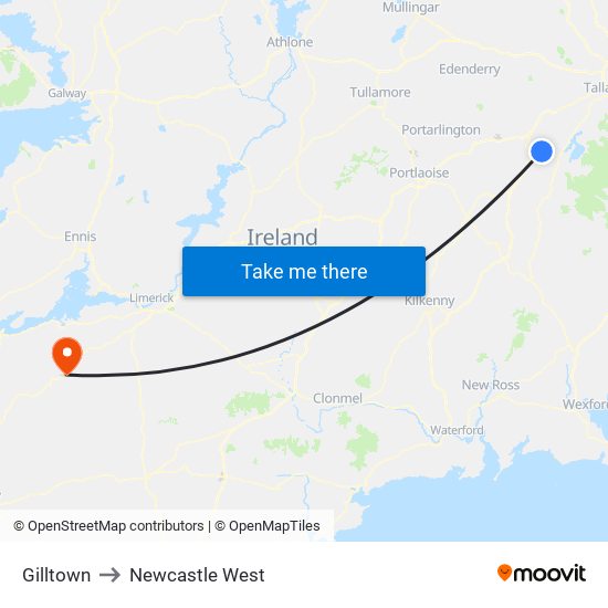 Gilltown to Newcastle West map