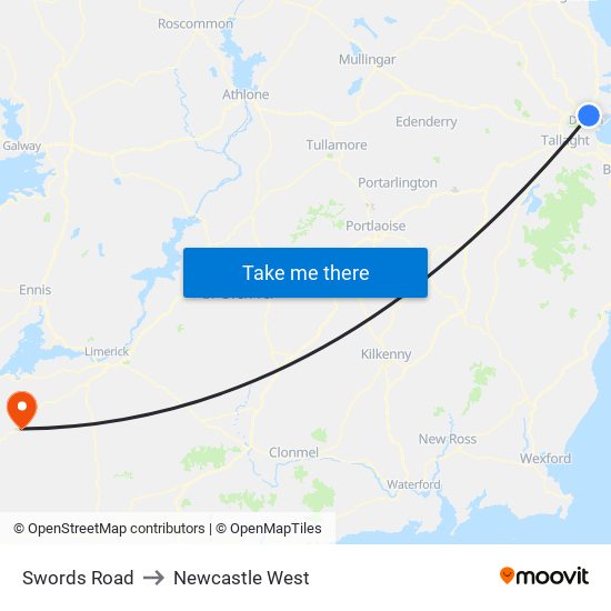 Swords Road to Newcastle West map
