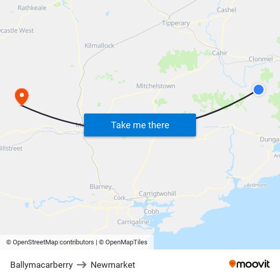 Ballymacarberry to Newmarket map