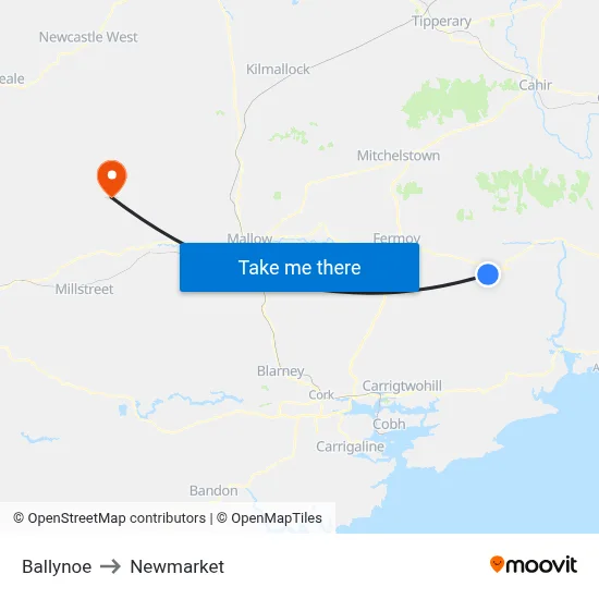 Ballynoe to Newmarket map