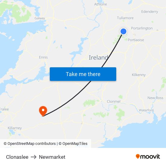 Clonaslee to Newmarket map