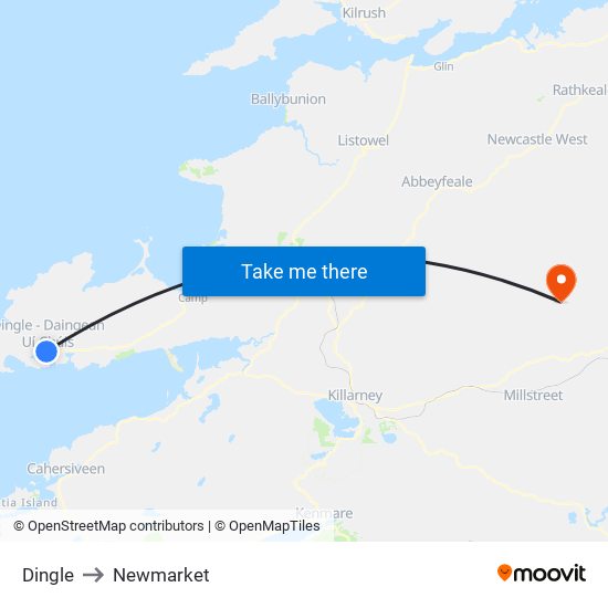 Dingle to Newmarket map