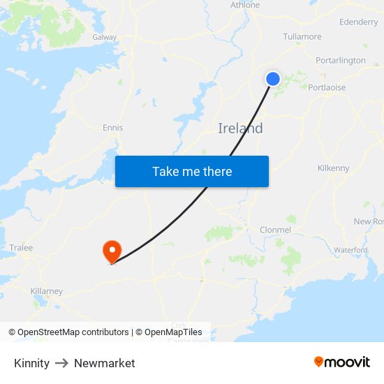 Kinnity to Newmarket map