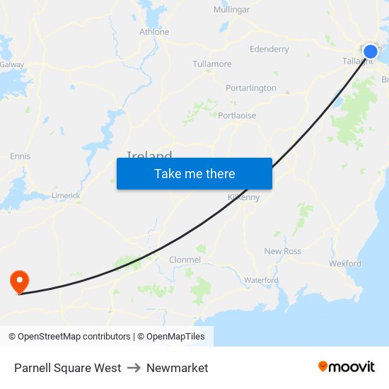 Parnell Square West to Newmarket map