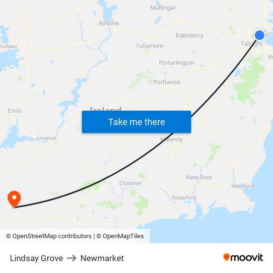 Lindsay Grove to Newmarket map
