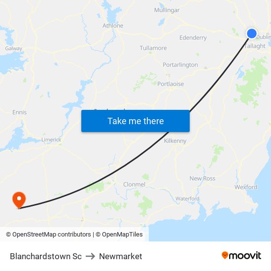 Blanchardstown Sc to Newmarket map