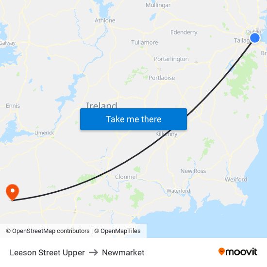 Leeson Street Upper to Newmarket map