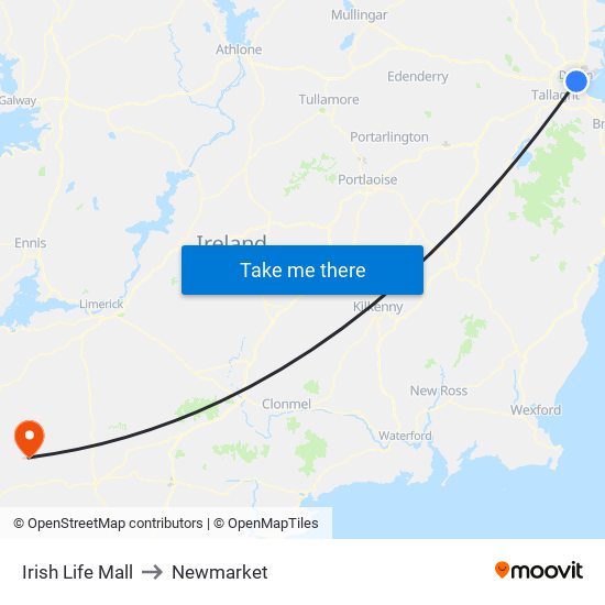 Irish Life Mall to Newmarket map