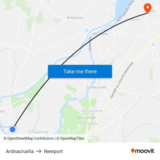 Ardnacrusha to Newport map