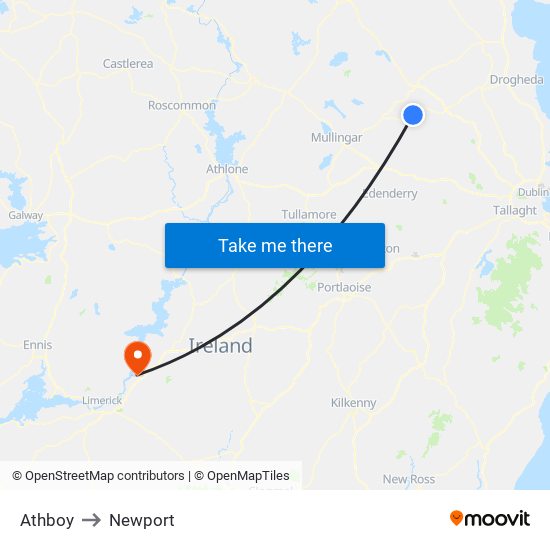 Athboy to Newport map
