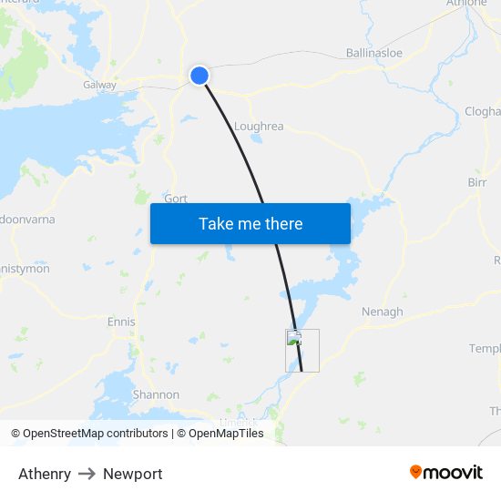 Athenry to Newport map