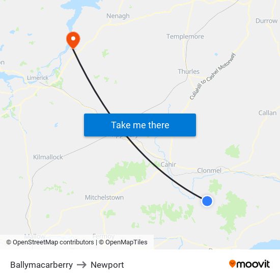 Ballymacarberry to Newport map