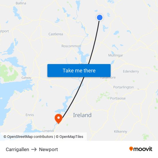 Carrigallen to Newport map