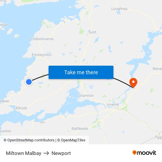 Miltown Malbay to Newport map