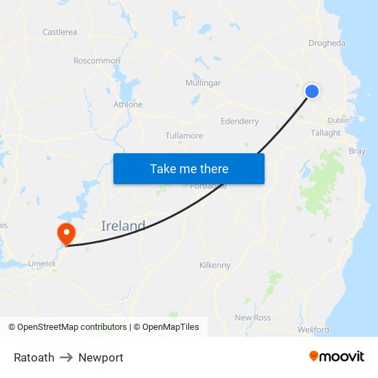 Ratoath to Newport map