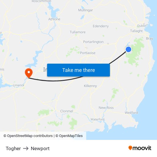 Togher to Newport map