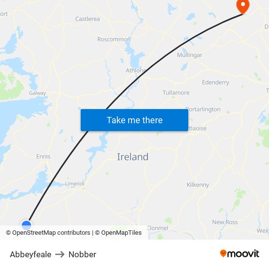 Abbeyfeale to Nobber map