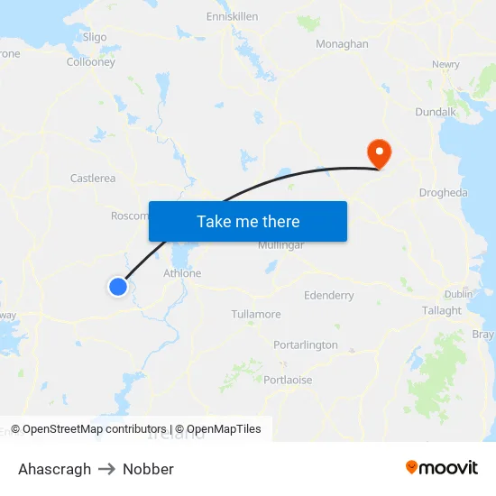 Ahascragh to Nobber map
