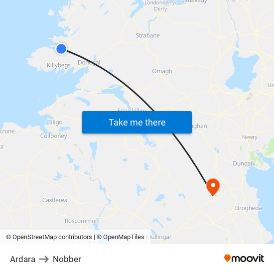 Ardara to Nobber map