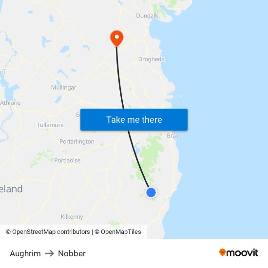 Aughrim to Nobber map