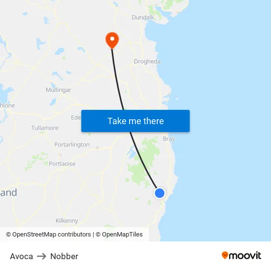 Avoca to Nobber map