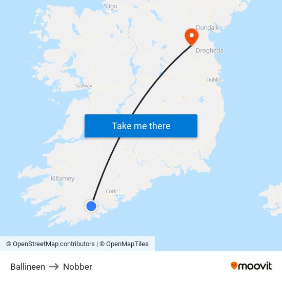 Ballineen to Nobber map