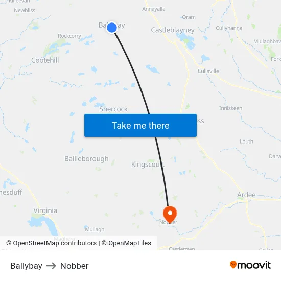 Ballybay to Nobber map