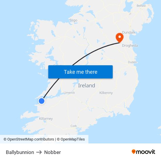 Ballybunnion to Nobber map