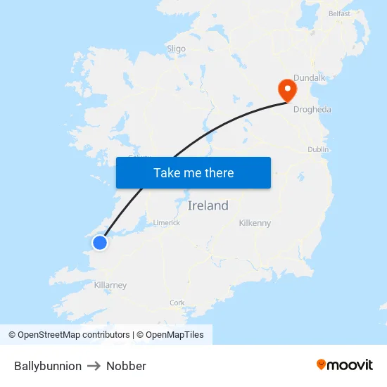 Ballybunnion to Nobber map