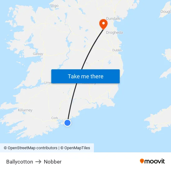 Ballycotton to Nobber map