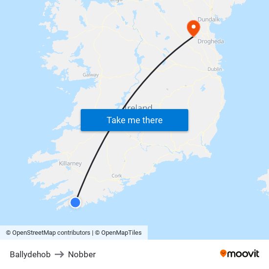 Ballydehob to Nobber map