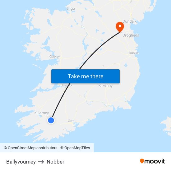 Ballyvourney to Nobber map