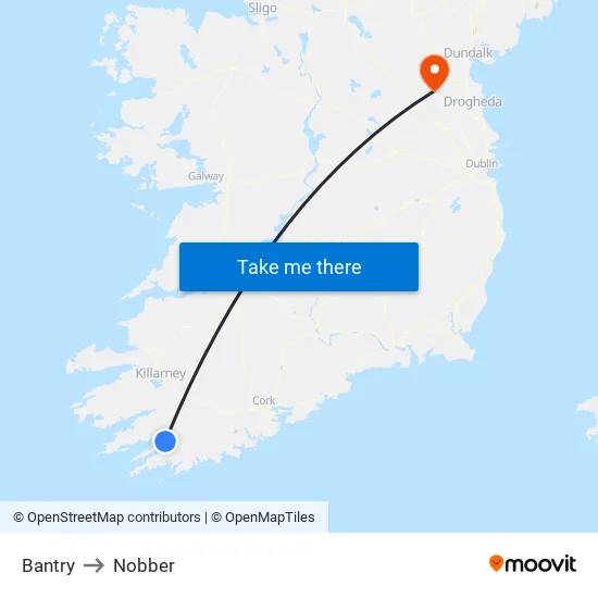 Bantry to Nobber map