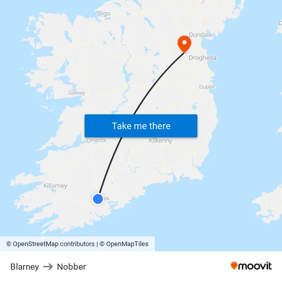 Blarney to Nobber map
