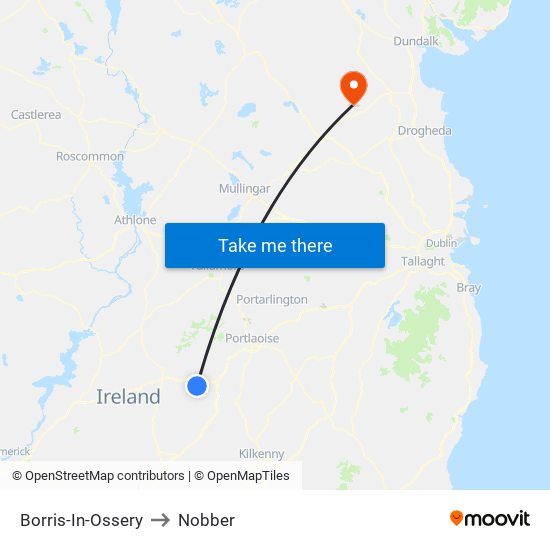 Borris-In-Ossery to Nobber map