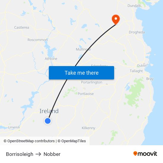 Borrisoleigh to Nobber map