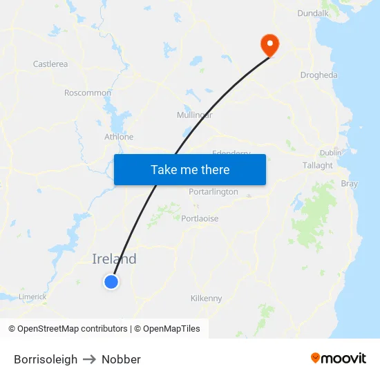 Borrisoleigh to Nobber map