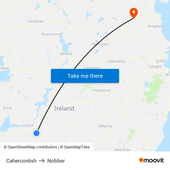 Caherconlish to Nobber map