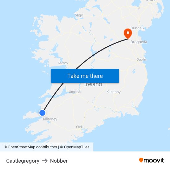 Castlegregory to Nobber map