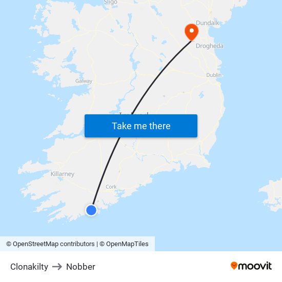 Clonakilty to Nobber map