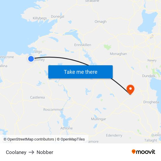 Coolaney to Nobber map