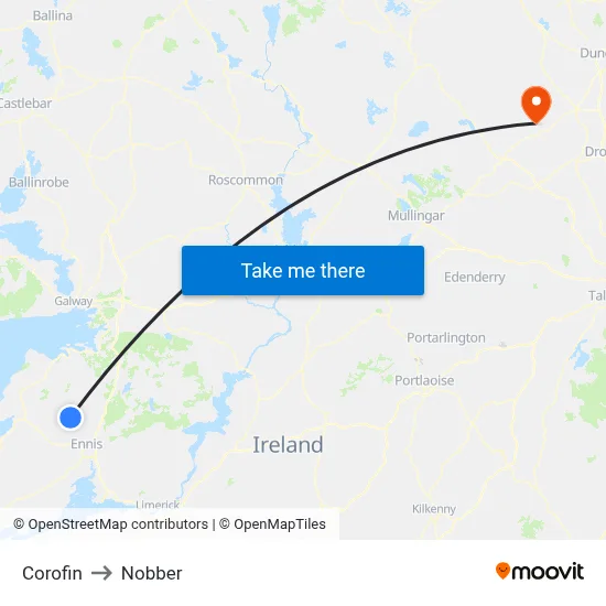 Corofin to Nobber map