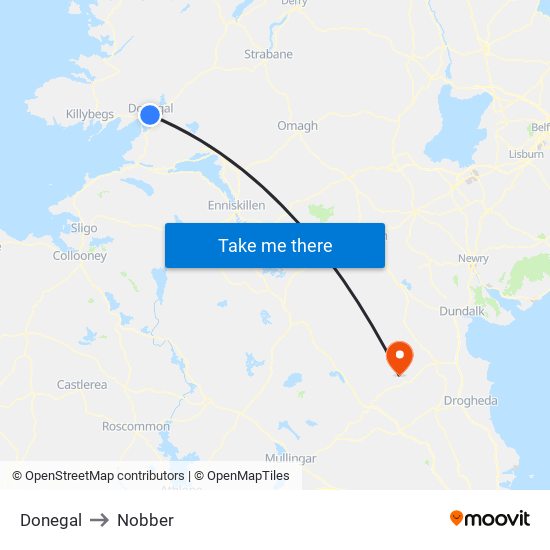 Donegal to Nobber map