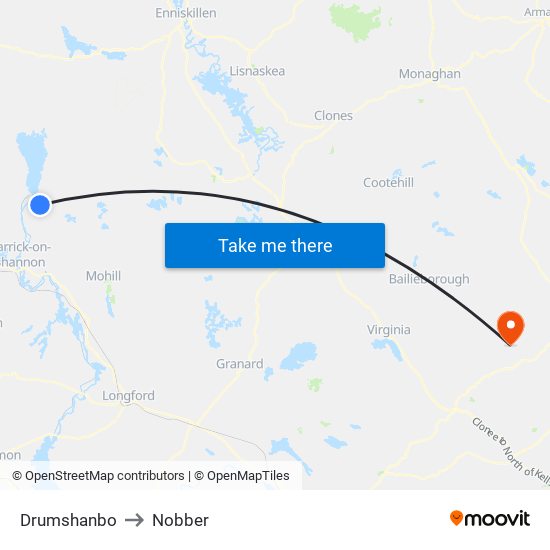 Drumshanbo to Nobber map