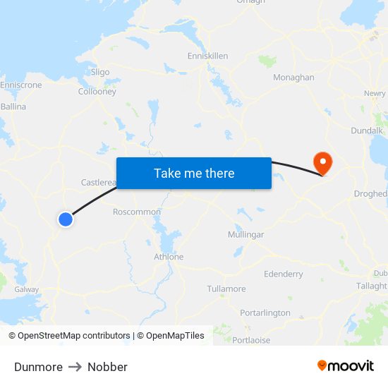 Dunmore to Nobber map